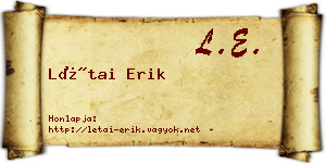 Létai Erik névjegykártya